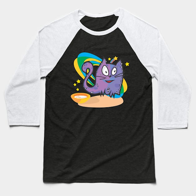 Magic Pets: Funny Cat Cata-Vento Shines Baseball T-Shirt by OpyShop